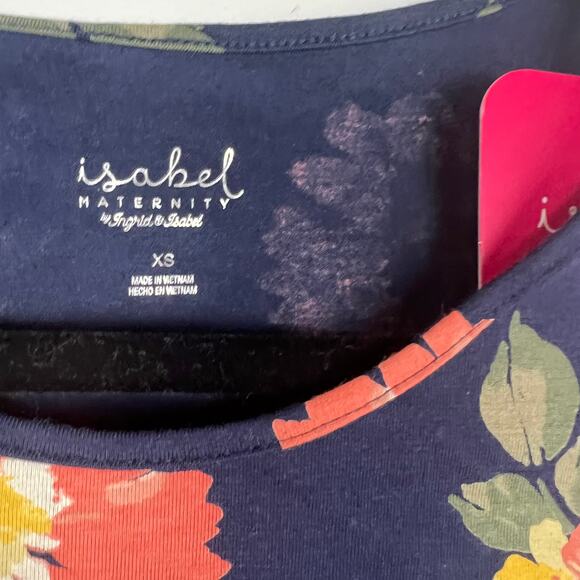 Isabel Maternity Blue Floral Print Short Sleeve T-Shirt Dress - XS - NWT - Picture 2 of 6